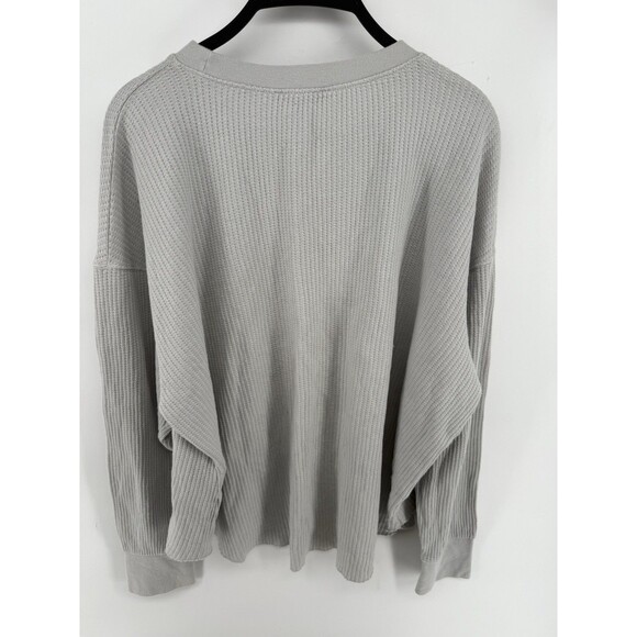 Zara Womens sz L Gray Long Sleeve Ribbed Thermal Top - Picture 2 of 3